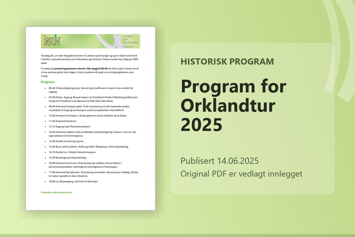 Program for Orklandtur 2025 - forhåndsvisning av historisk program